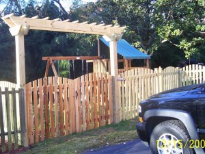 1 x 4 x 5 Picket Fence with custom made arbor